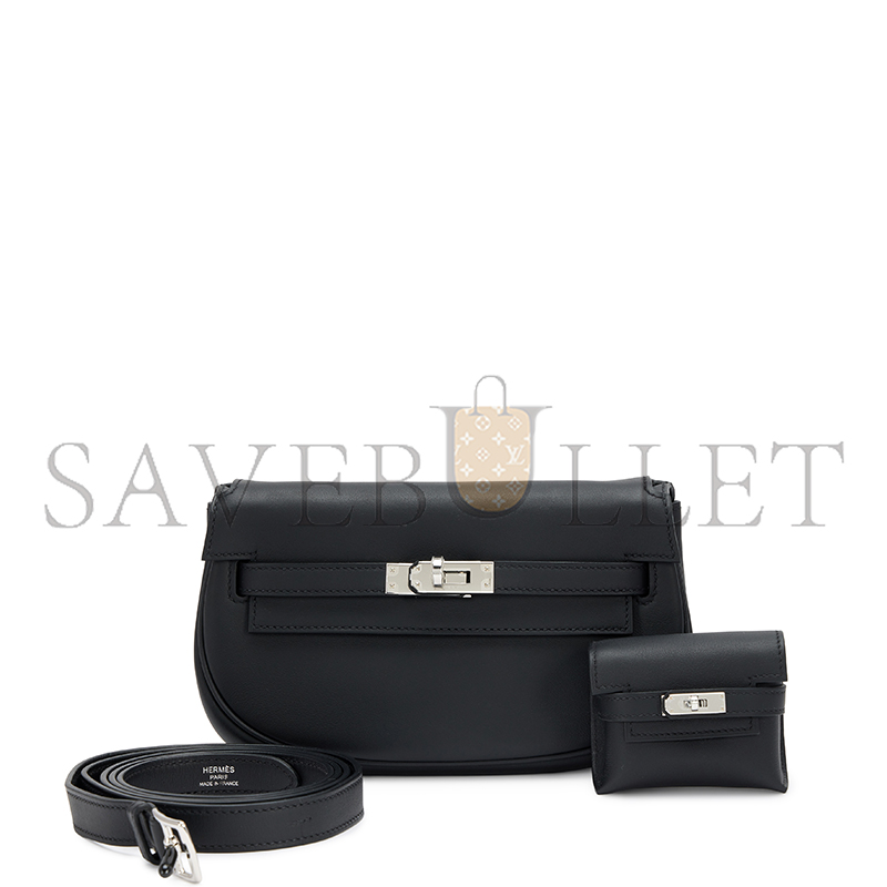 H**mes KELLY MOOVE BLACK SWIFT PALLADIUM HARDWARE (20*11.5*6cm)
